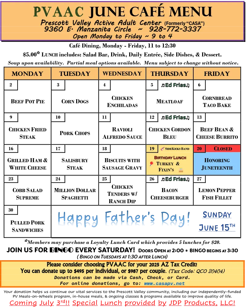 June 2025 Menu Casa Prescott Valley - PVAAC